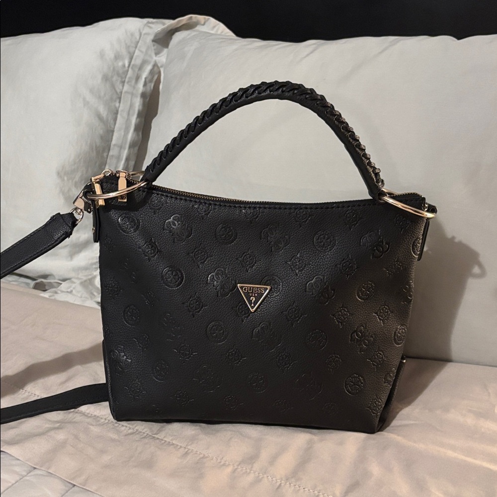 Guess Black Textured Crossbody Bag